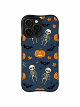 Dancing Skeleton Pumpkins iPhone 14 Pro case pattern