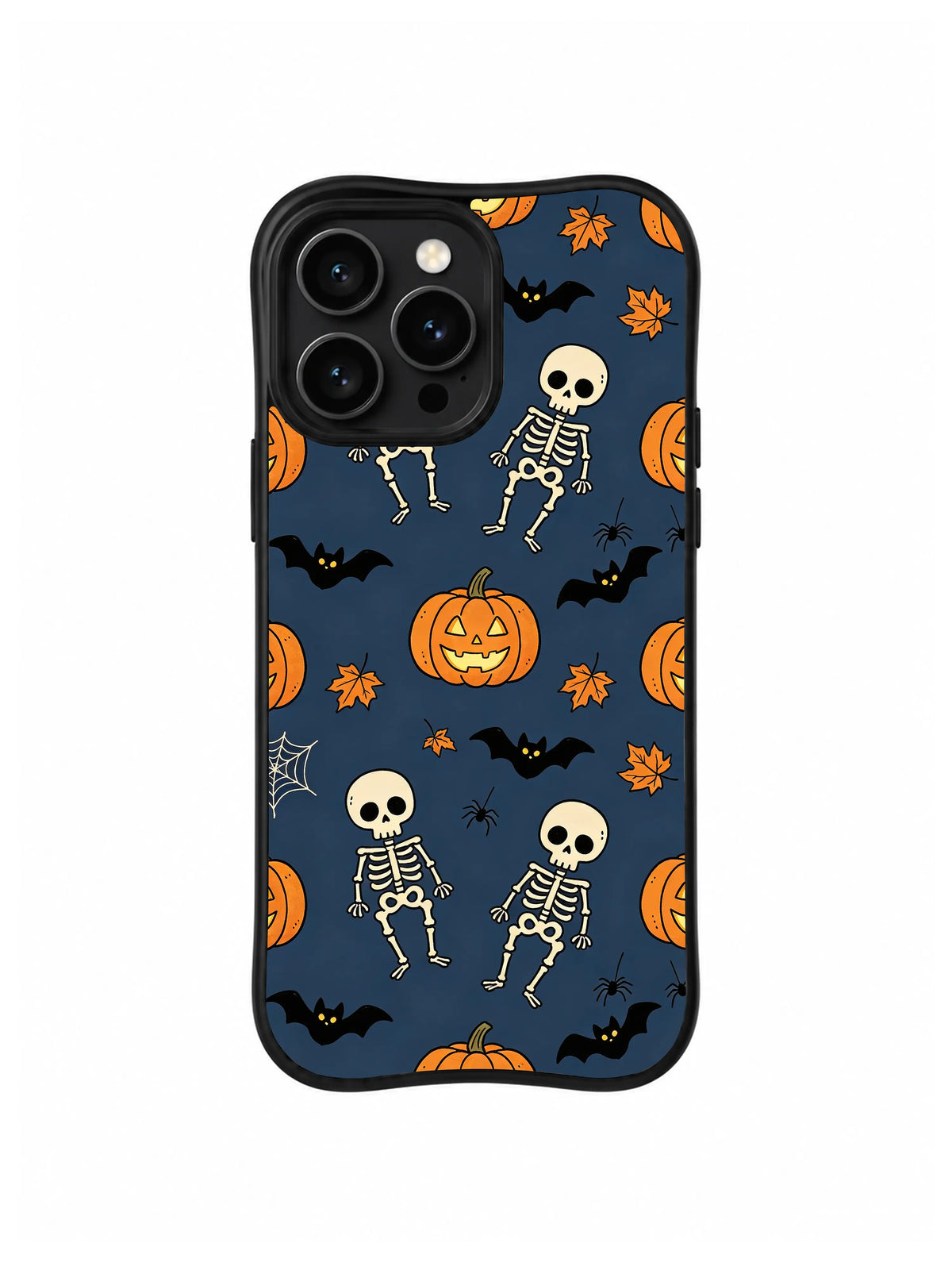 Dancing Skeleton Pumpkins iPhone 14 Pro case pattern