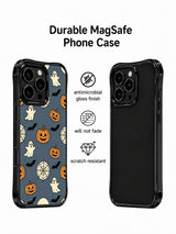 Dusty navy Halloween iPhone 14 Pro case shell details