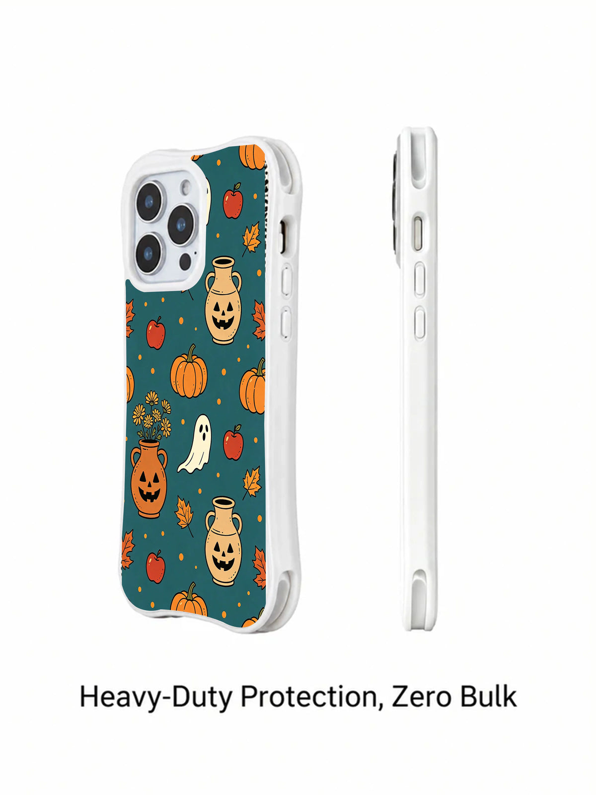 Teal autumn pottery iPhone 14 Pro case side view