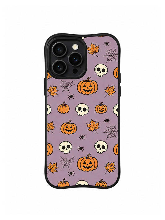 Skull pumpkin autumn iPhone 14 Pro case front view