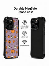 Purple Halloween skull iPhone 14 Pro case shell details
