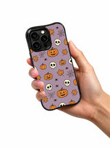Skull autumn folk art iPhone 14 Pro case hand view
