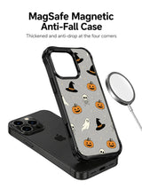Stardust Witch Hat Pumpkin Field: case shown separately from a phone beside a circular charging accessory.