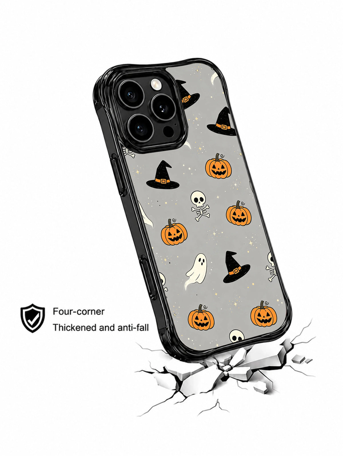 Stardust Witch Hat Pumpkin Field: angled case above an illustrated cracked surface.