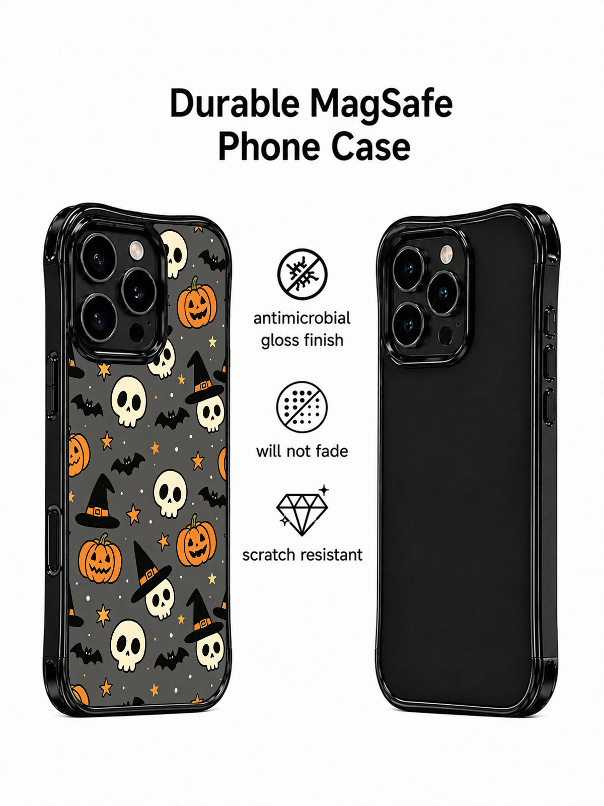 Dark celestial Halloween iPhone 14 Pro case details