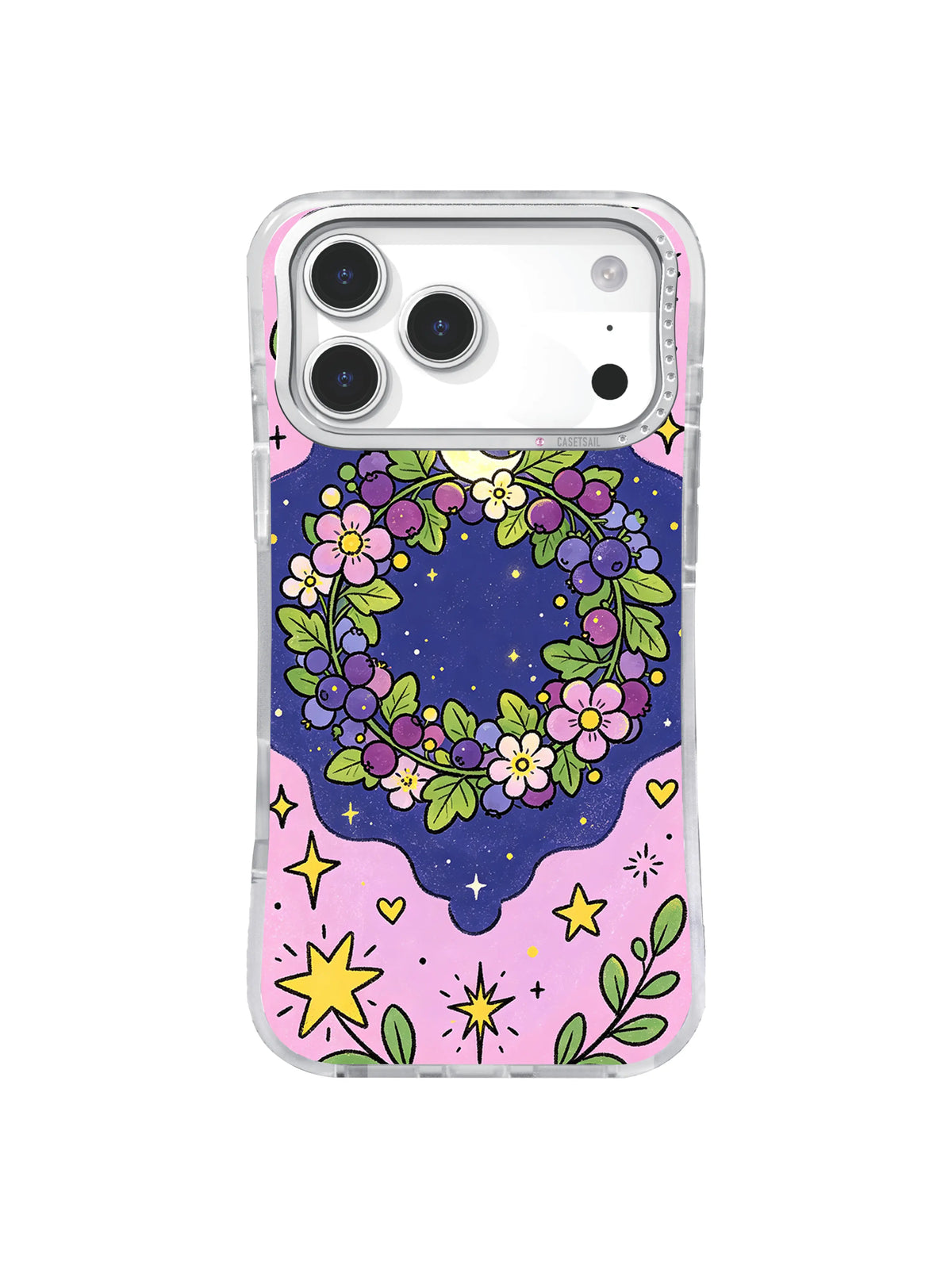 Berry Moon Wreath pattern for iPhone 17 Pro Max case
