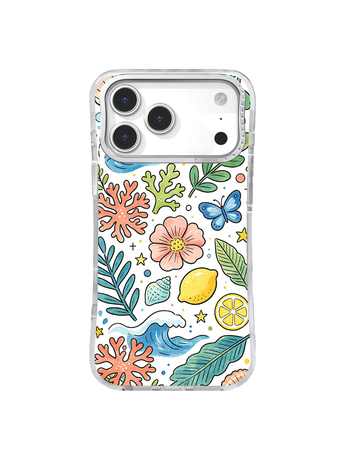 Coral Lemon Tide pattern for iPhone 17 Pro Max case