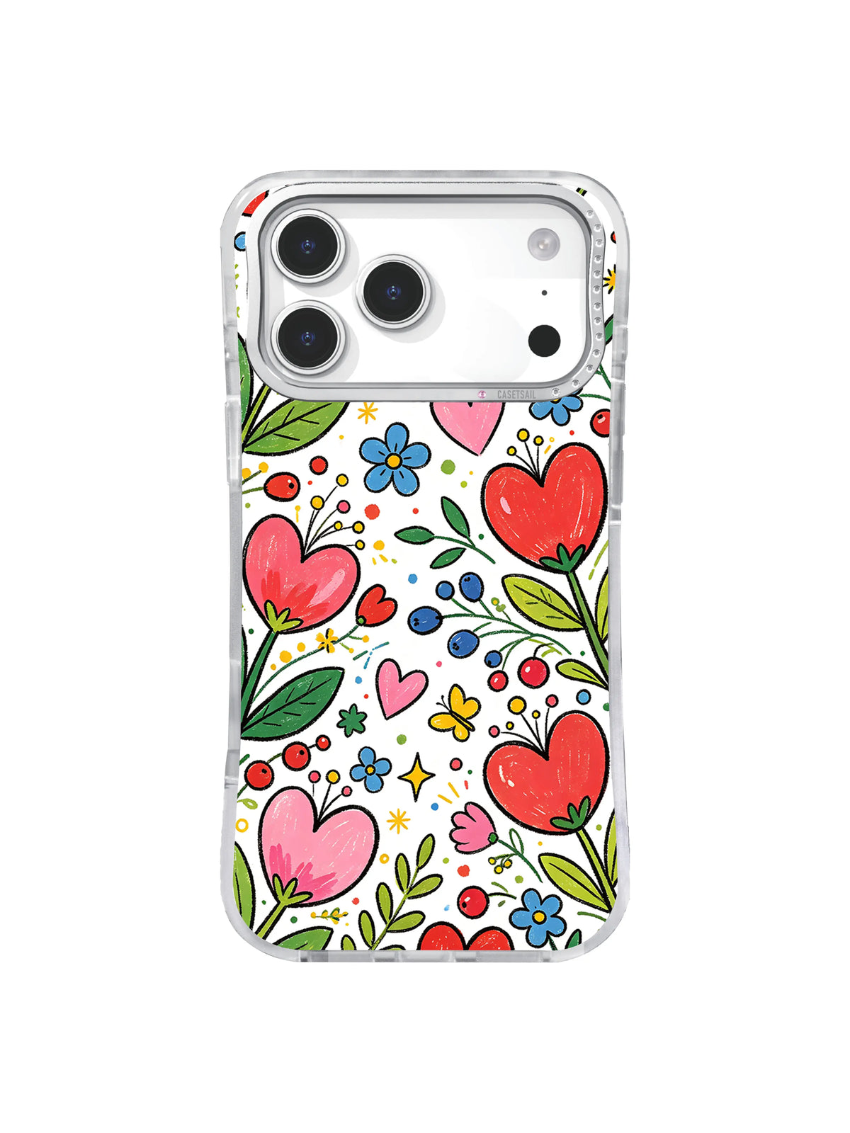 Red Heart Wildflowers pattern for iPhone 17 Pro Max case