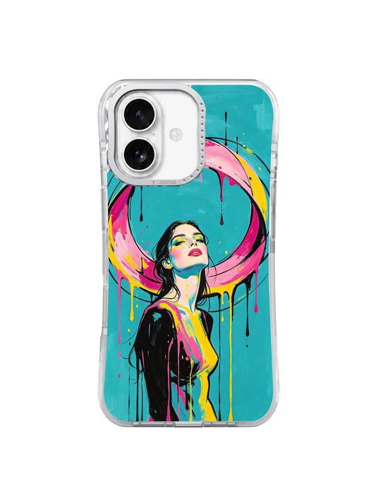 Liquid Ribbon flowing portrait iPhone 17 case front view