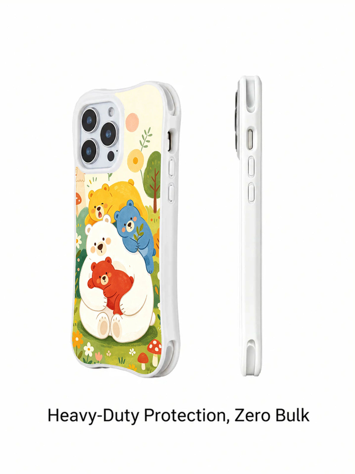 Front and side views of bear family iPhone 14 Pro Max case