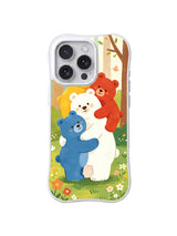 Little Bear Family Garden iPhone 14 Pro Max case in Forest Stack Hug artwork