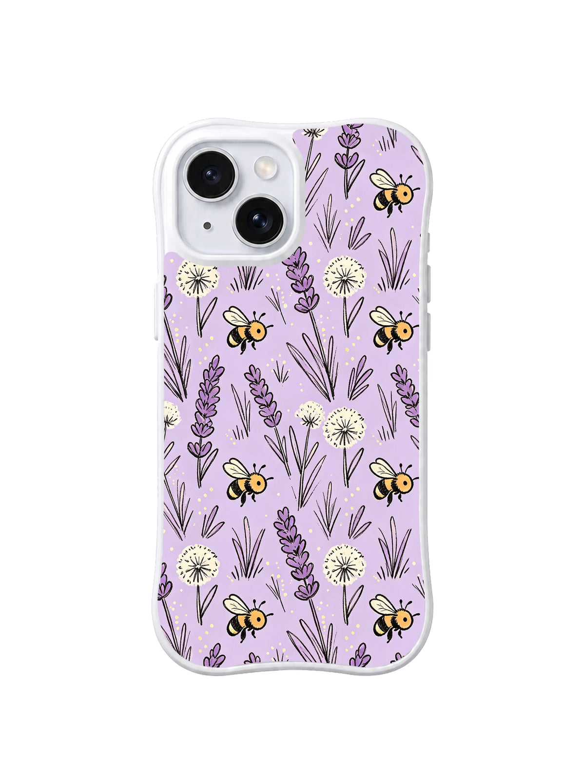 Little Bee Lavender Field pattern iPhone 14 Plus case