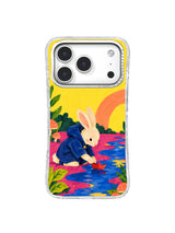 Little Boat After Rain apricot arch and cobalt puddle iPhone case artwork