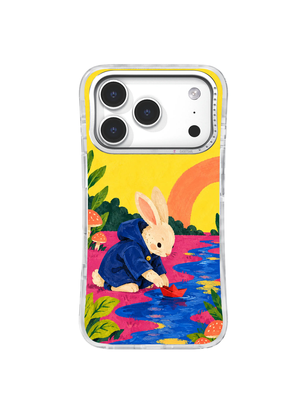 Little Boat After Rain apricot arch and cobalt puddle iPhone case artwork