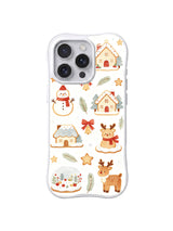 Snowy Reindeer Village pattern iPhone 14 Pro case