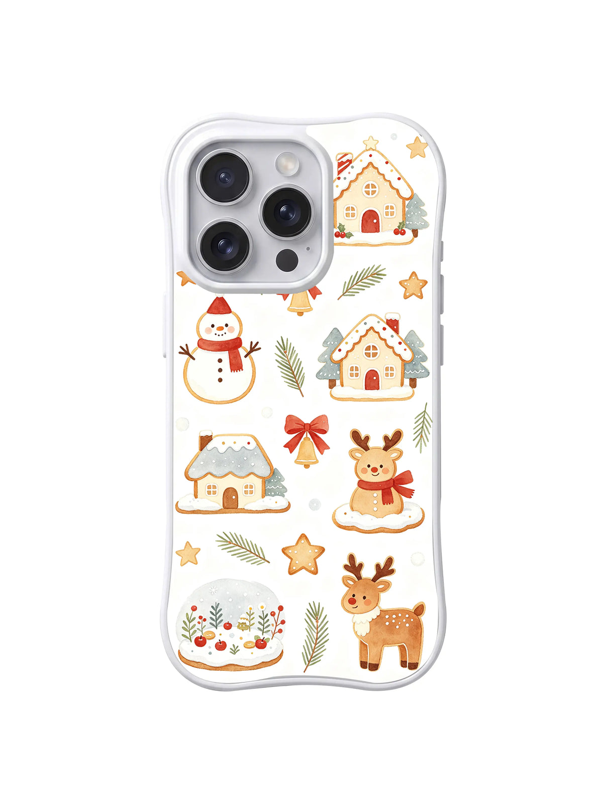 Snowy Reindeer Village pattern iPhone 14 Pro case