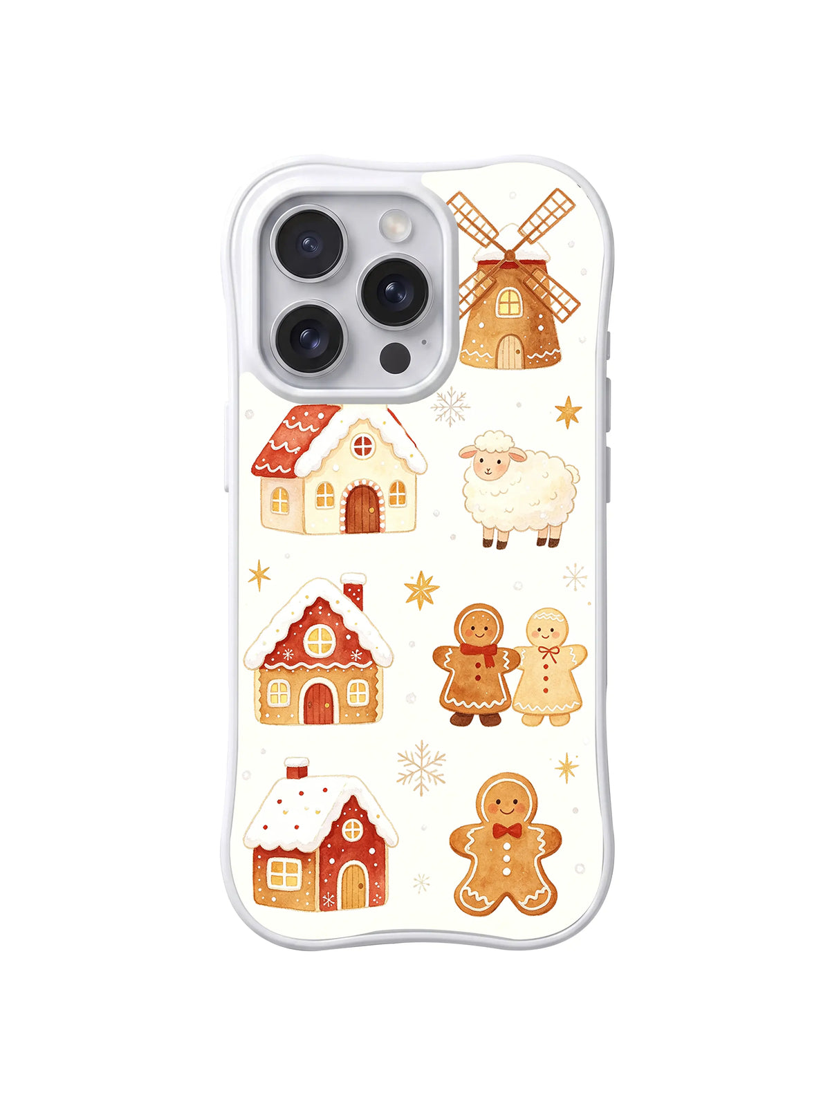Gingerbread Windmill Village pattern iPhone 14 Pro case