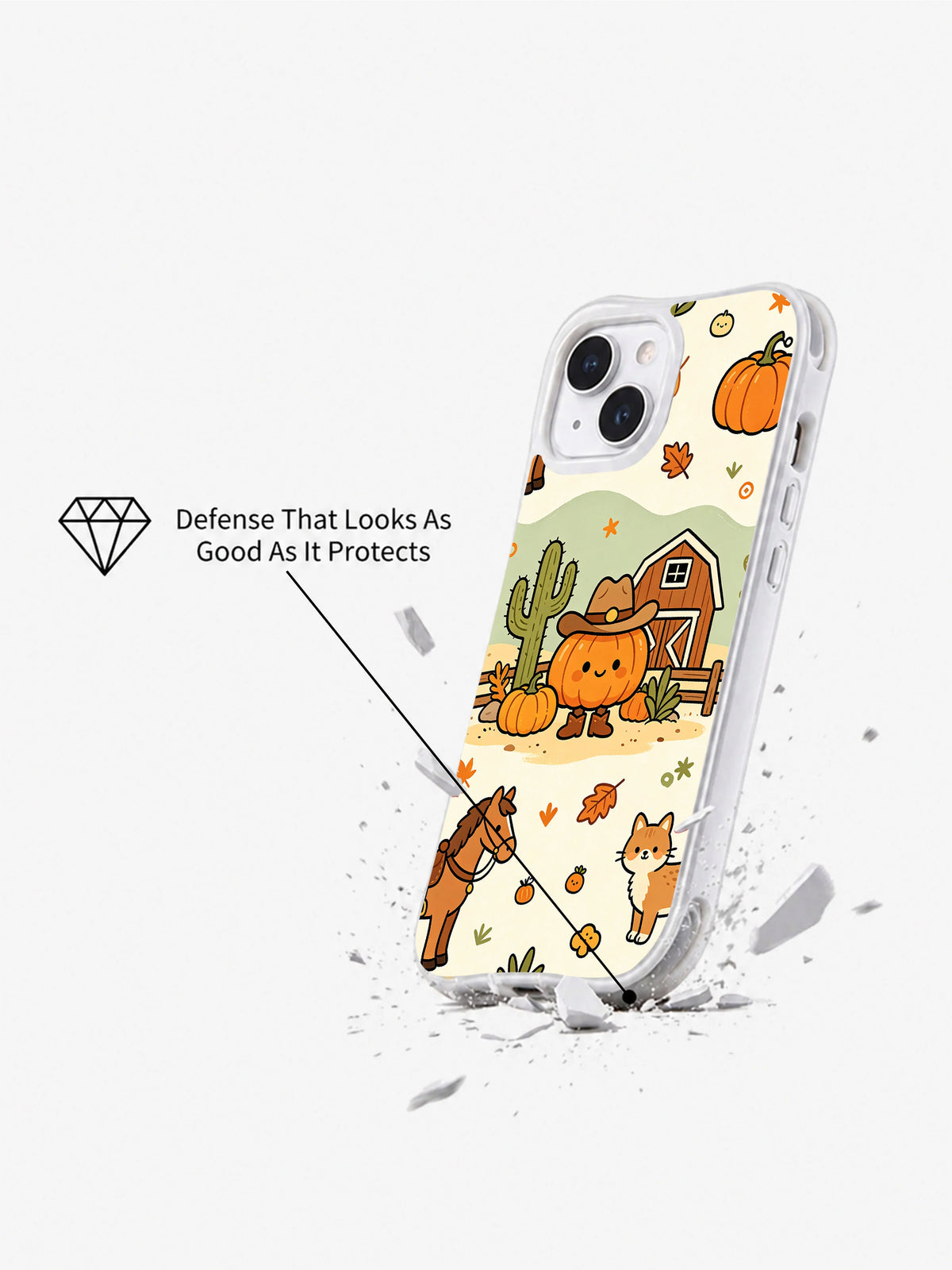 Little Cowboy Pumpkin Ranch iPhone 14 case drop protection