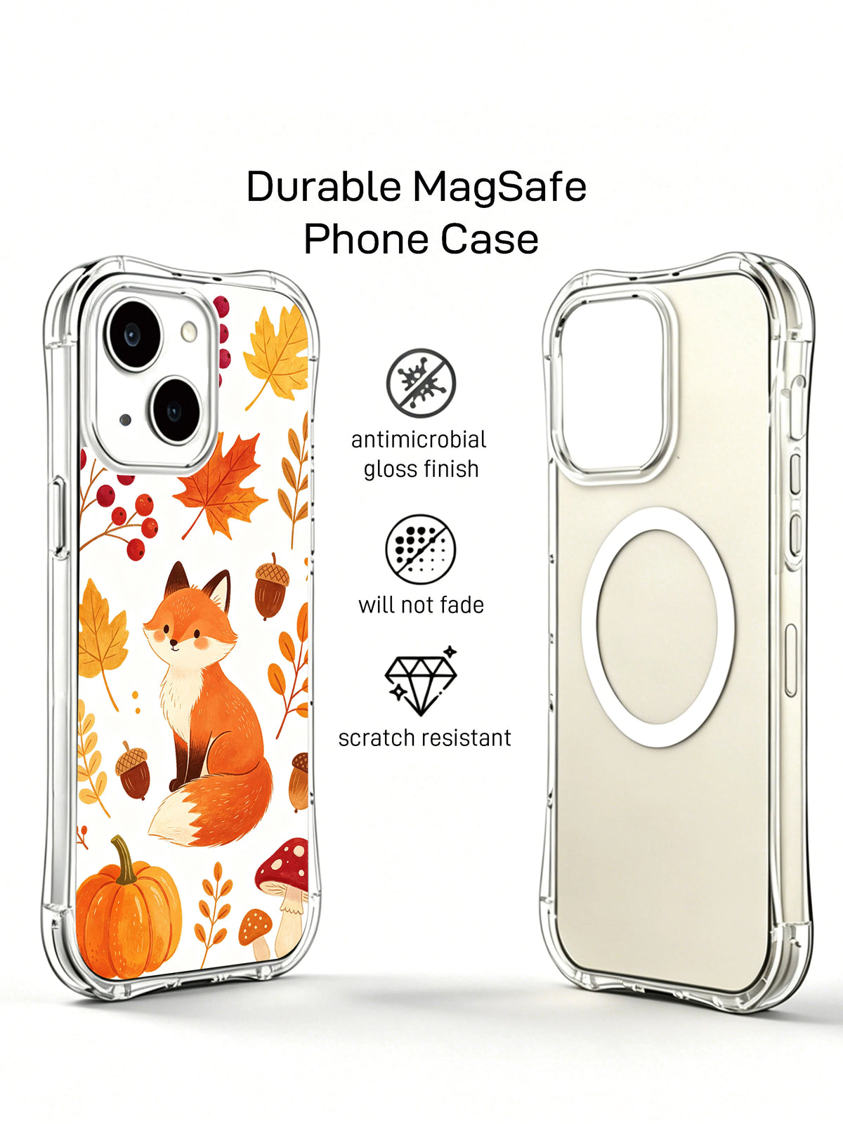 Little Fox Thanksgiving Garden clear case feature display