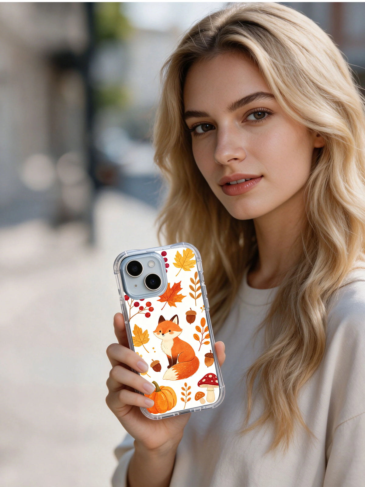 Little Fox Thanksgiving Garden autumn phone case lifestyle portrait