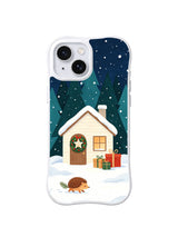 Cream cottage with amber window and tiny hedgehog iPhone 14 case, pattern three