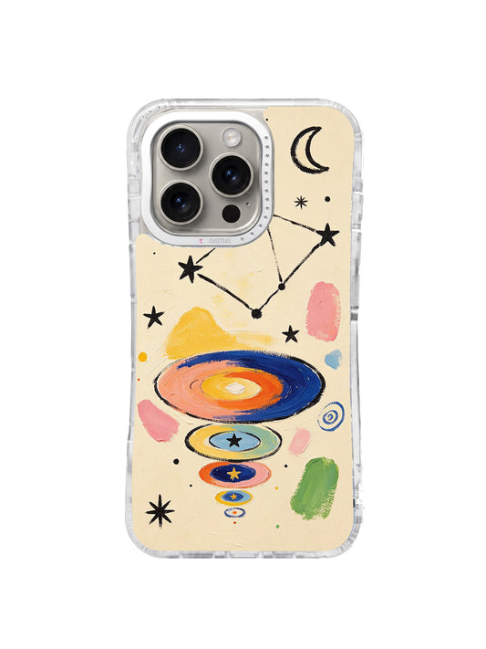 Little Miracle Universe abstract galaxy iPhone 16 Pro case front view
