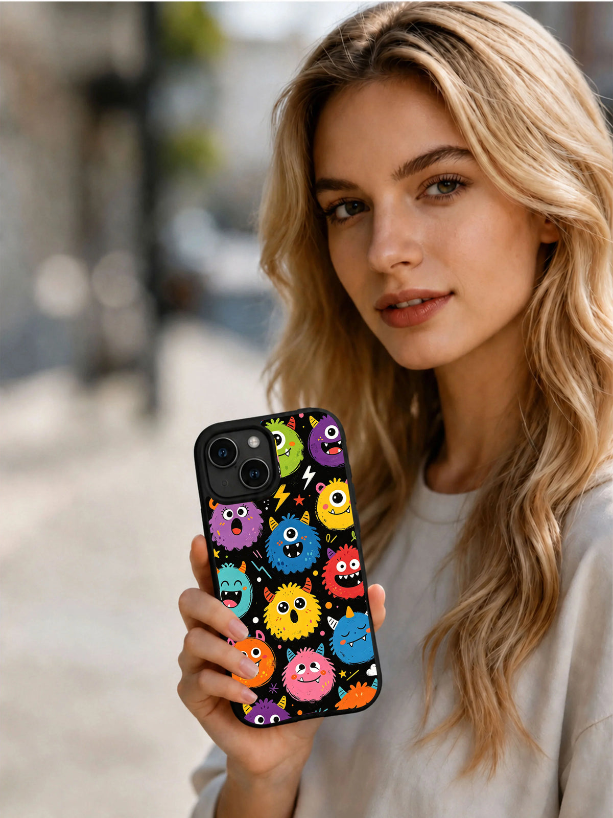 Product or handheld view of the Little Monster Emotion Party case