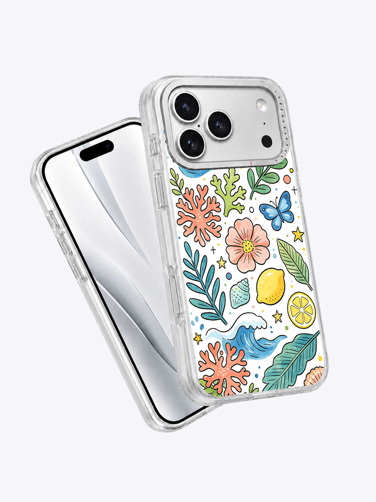 Little Ocean Garden iPhone 17 Pro Max case angled view