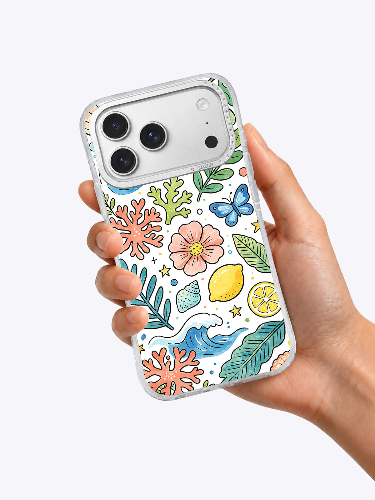Little Ocean Garden iPhone 17 Pro Max case lifestyle view