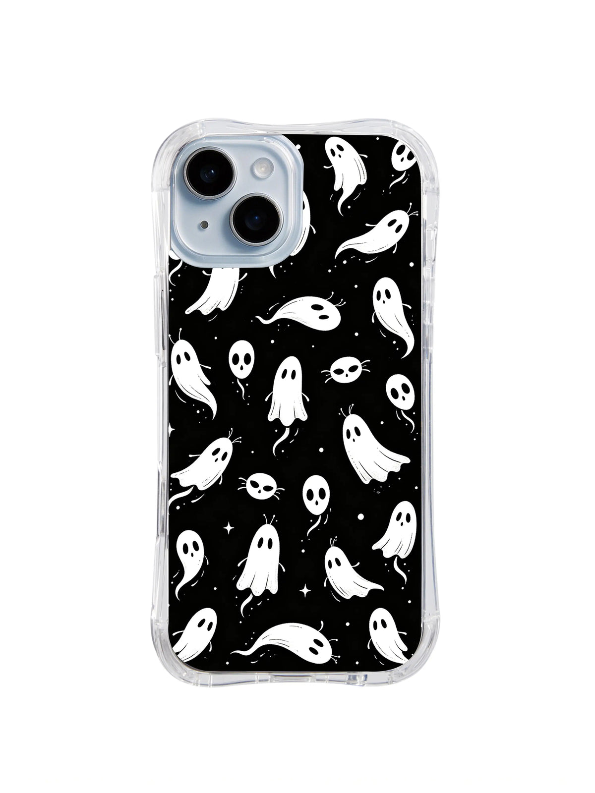 Lost Dream Watchers whimsical spirit pattern on black iPhone 15 Plus case