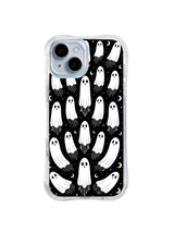 Moonwell Keeper Chorus white ghost pattern on black iPhone 15 Plus case