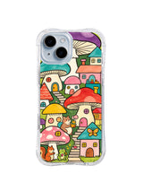 The Little Rainbow Village whimsical art iPhone 14 Plus case front view