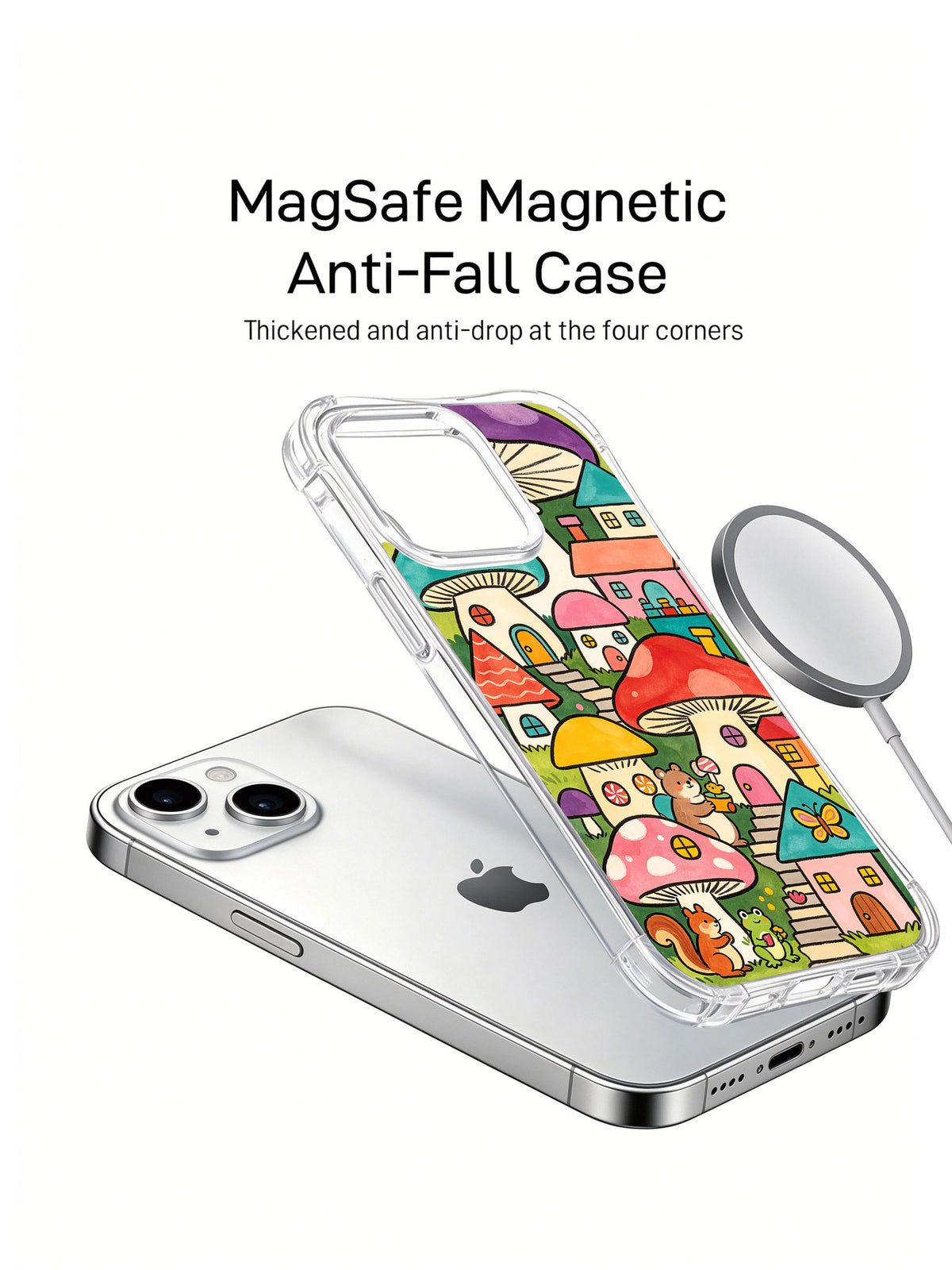 Cute animal village iPhone 14 Plus case side view