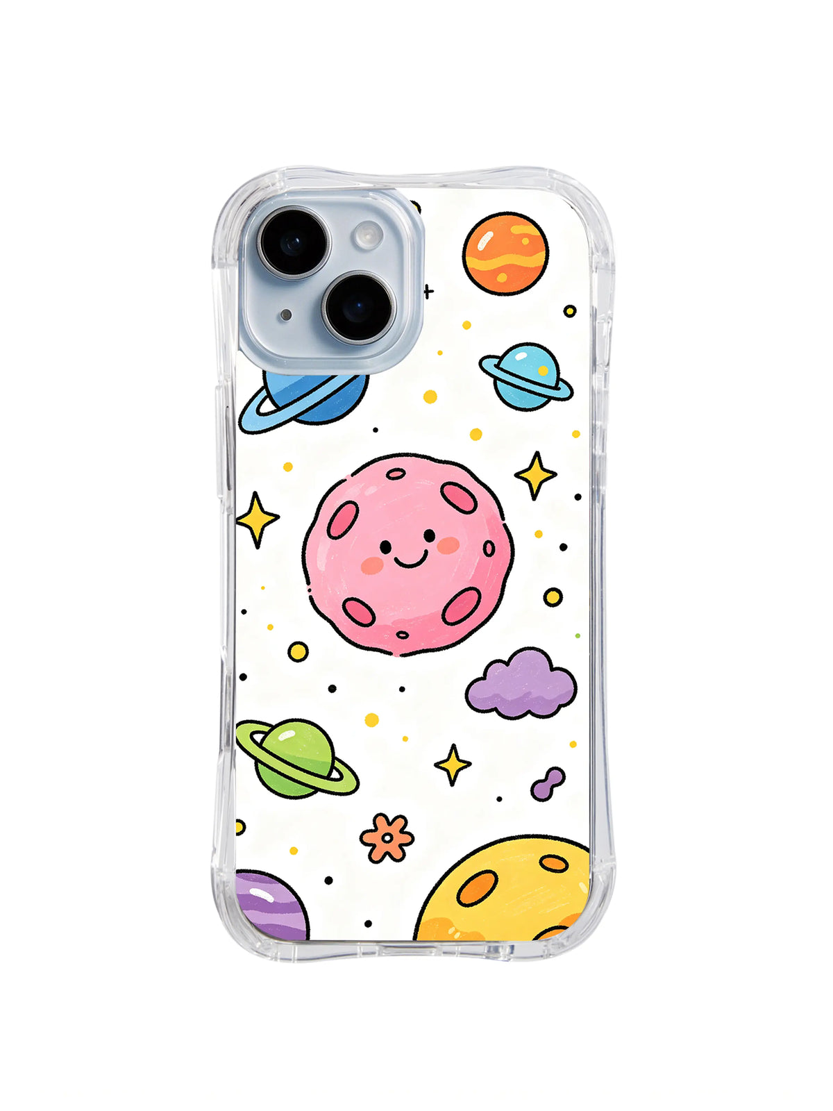 Smiling Moon Worlds pattern iPhone 14 case