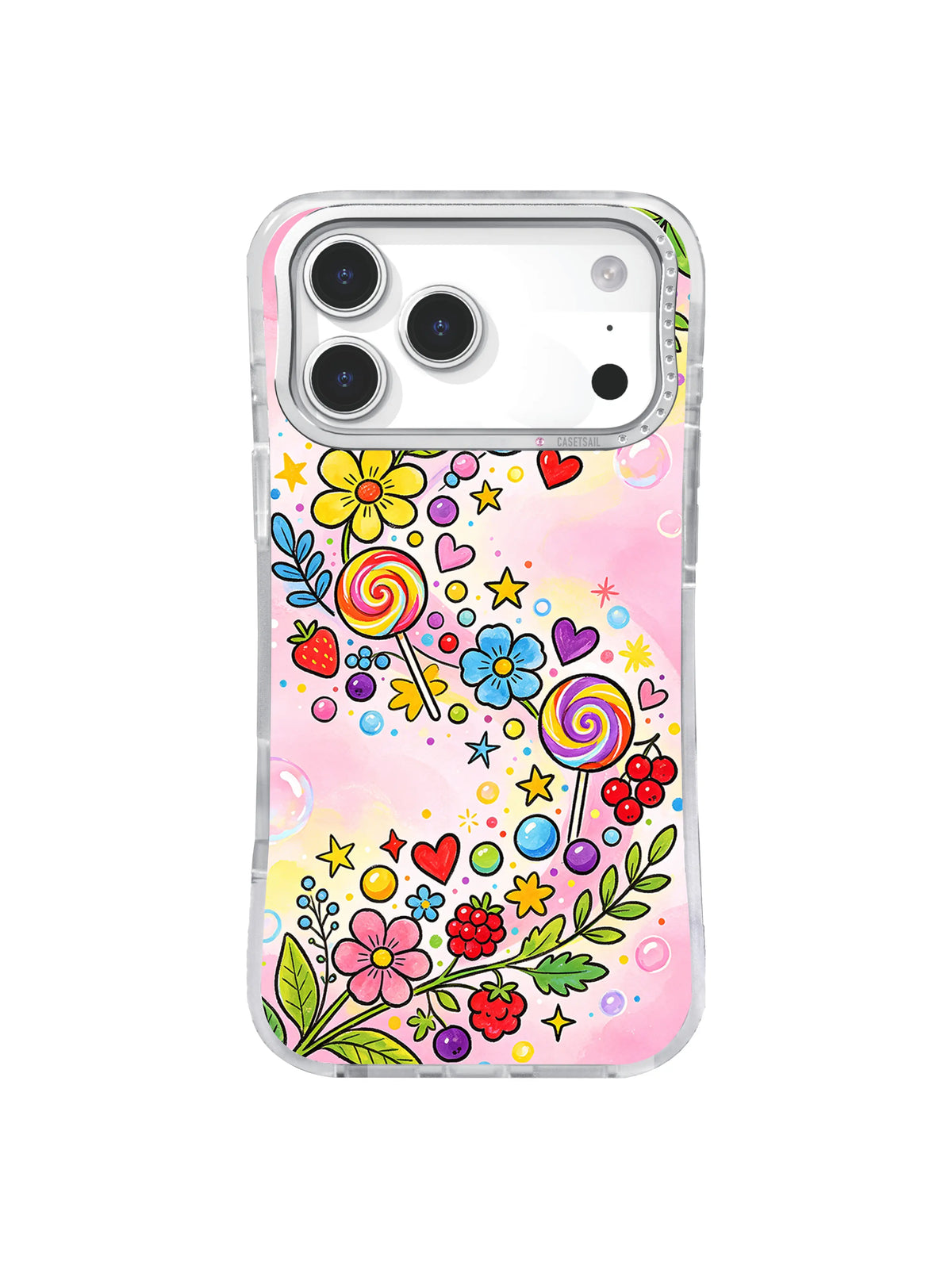 Lollipop Rainbow Garden pattern for iPhone 17 Pro Max case