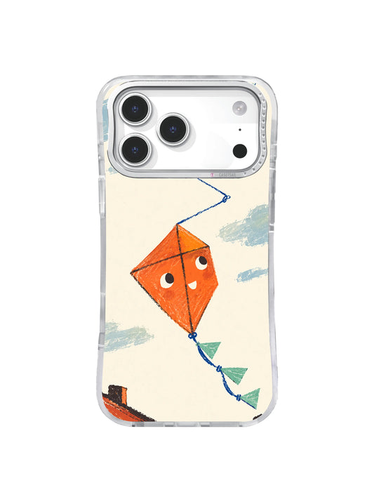 Persimmon-orange kite character on an ivory sky iPhone case
