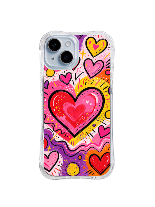 Love Carnival Celebration iPhone 15 Plus case with vibrant heart artwork
