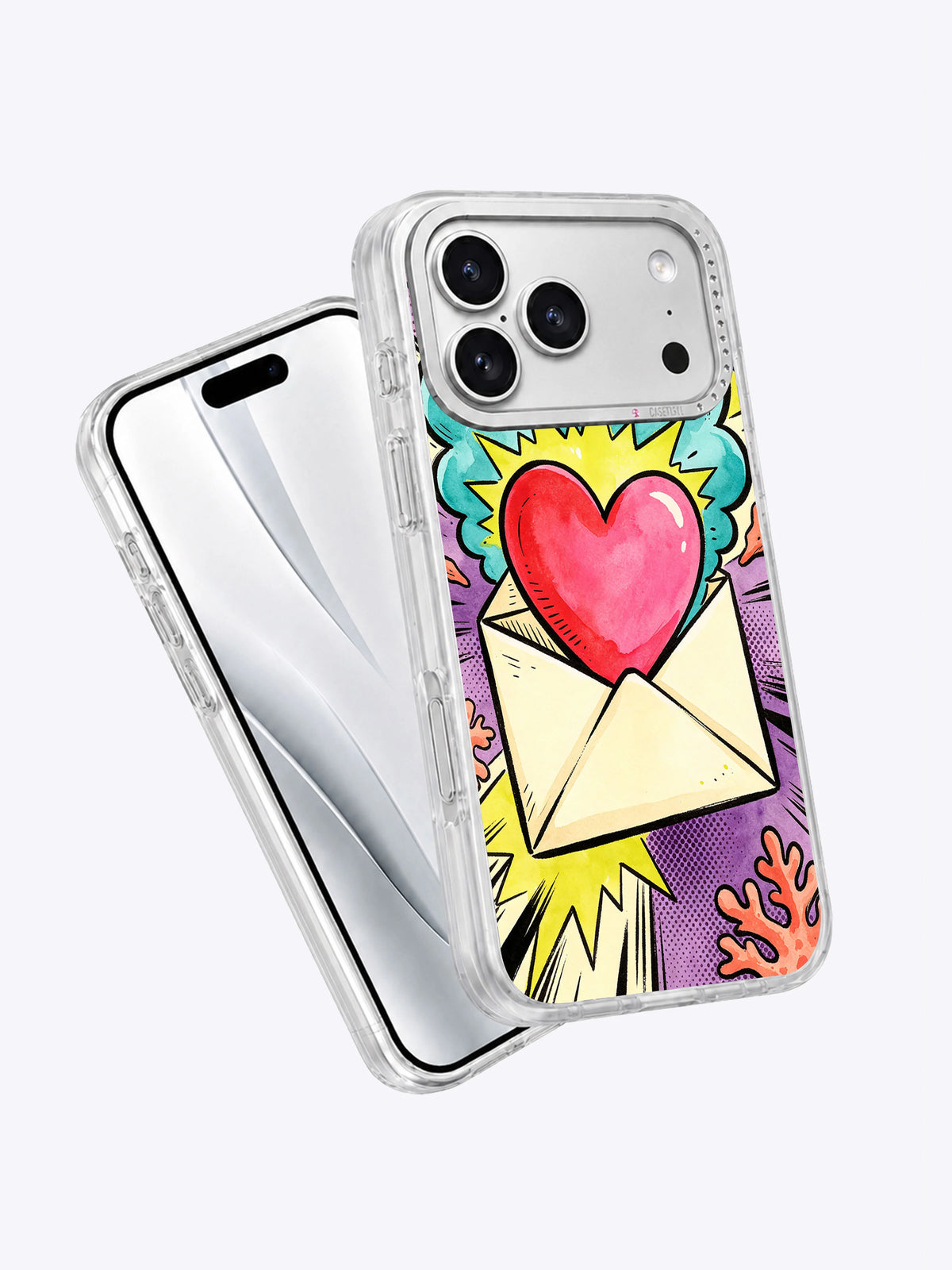 Angled view of the Love Letter Riot iPhone 17 Pro Max case