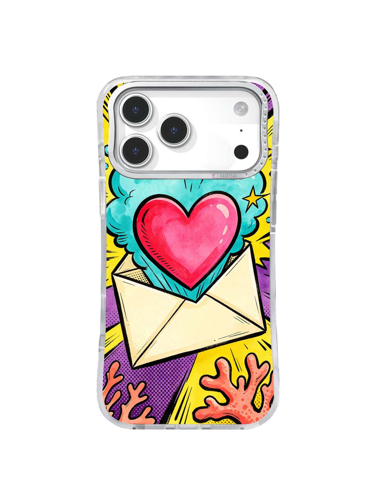 Love Letter Riot turquoise cloud message pop artwork on an iPhone case