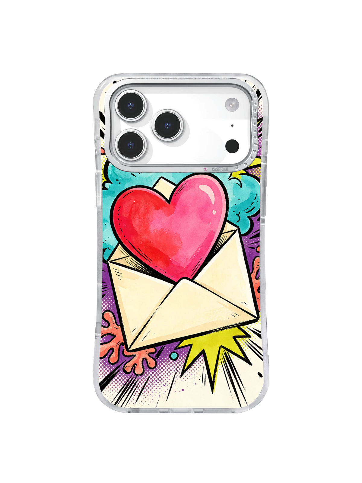 Love Letter Riot cream envelope coral signal artwork on an iPhone case