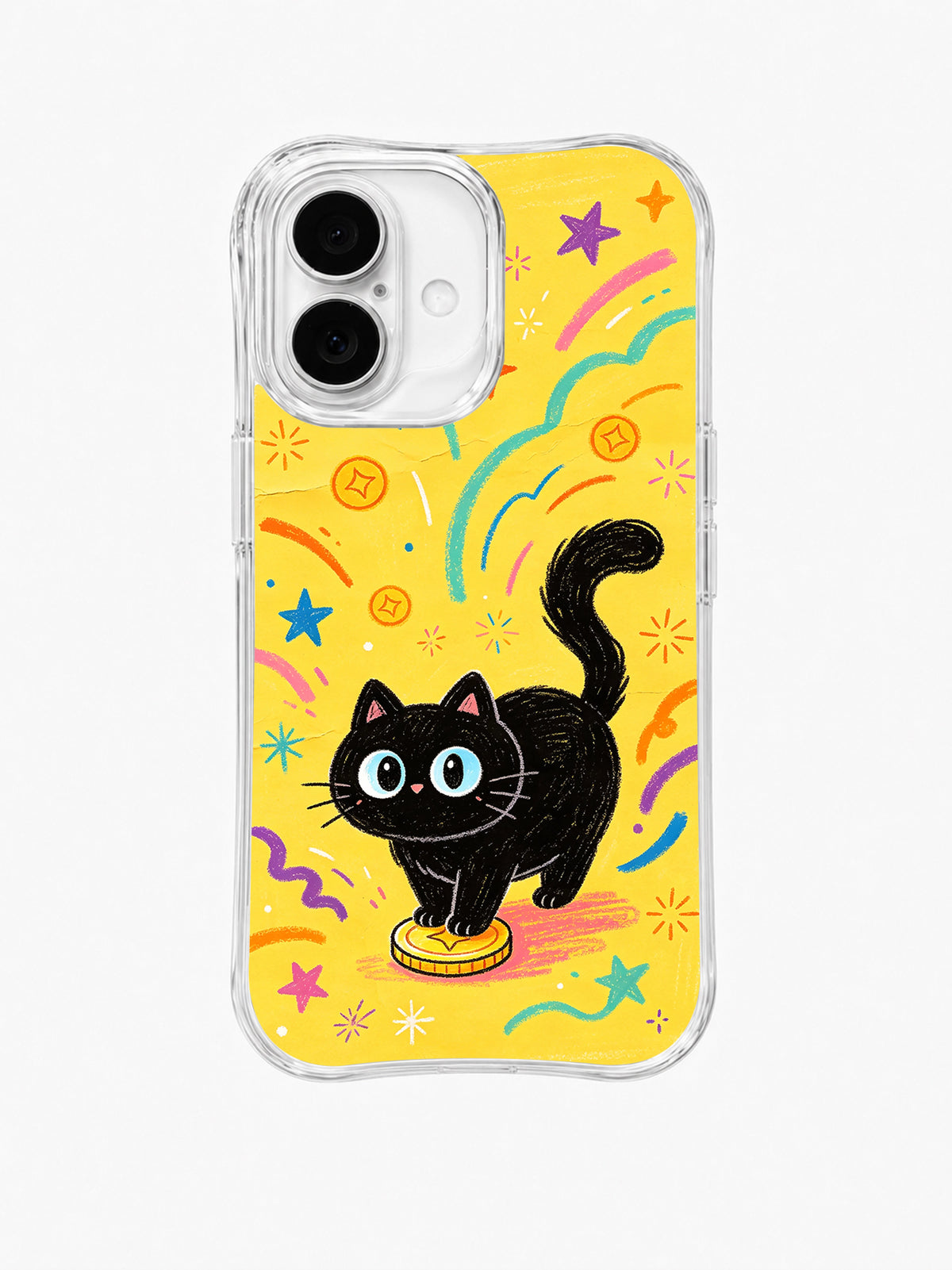 Lucky Black Cat iPhone 16 Plus case front artwork