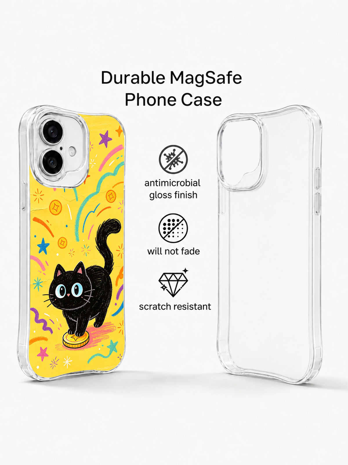Lucky Black Cat iPhone 16 Plus case features