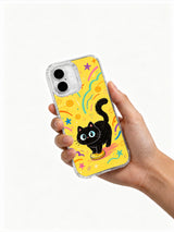 Lucky Black Cat cute phone case hand view