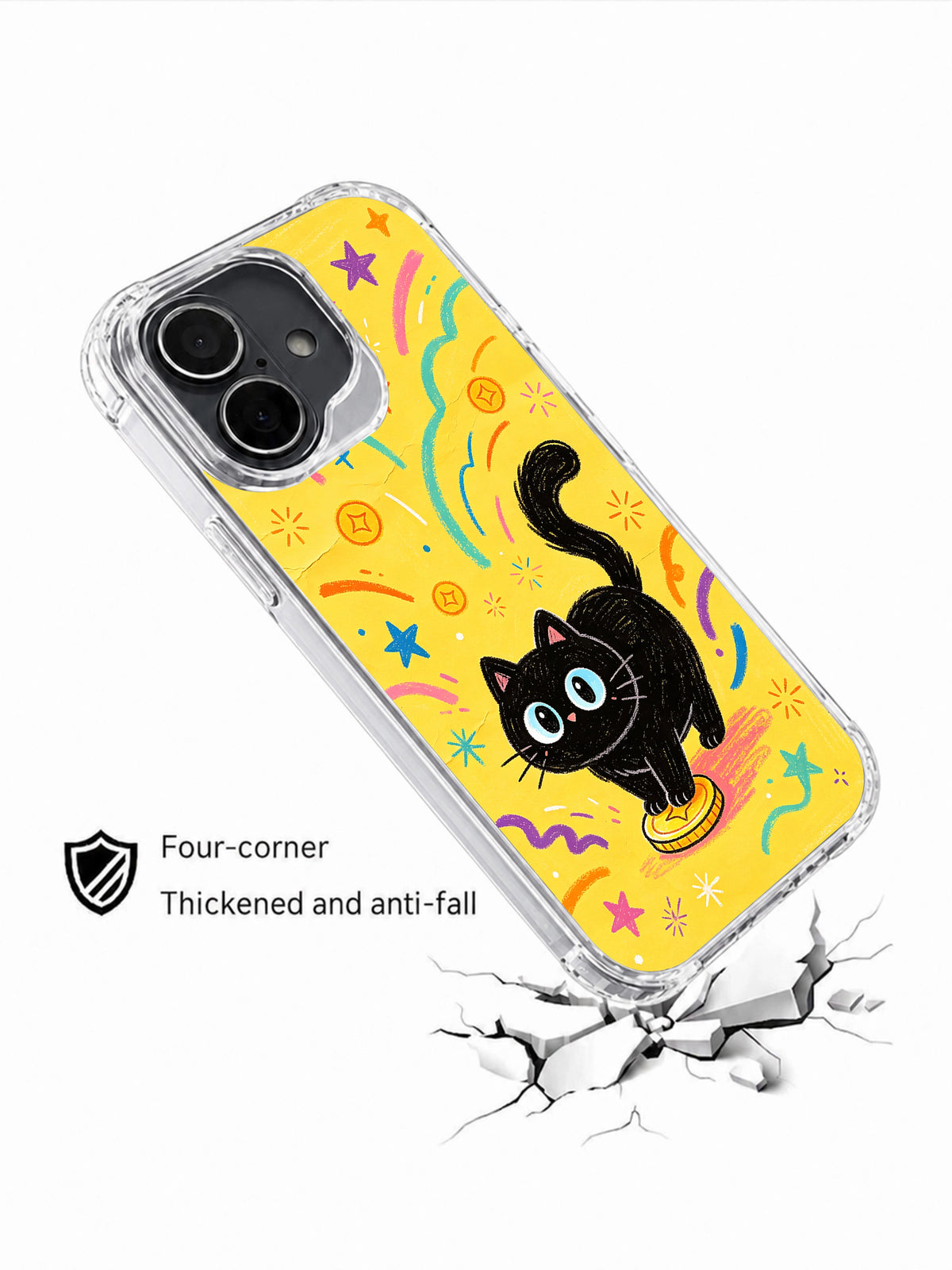 Lucky Black Cat protective iPhone 16 Plus case