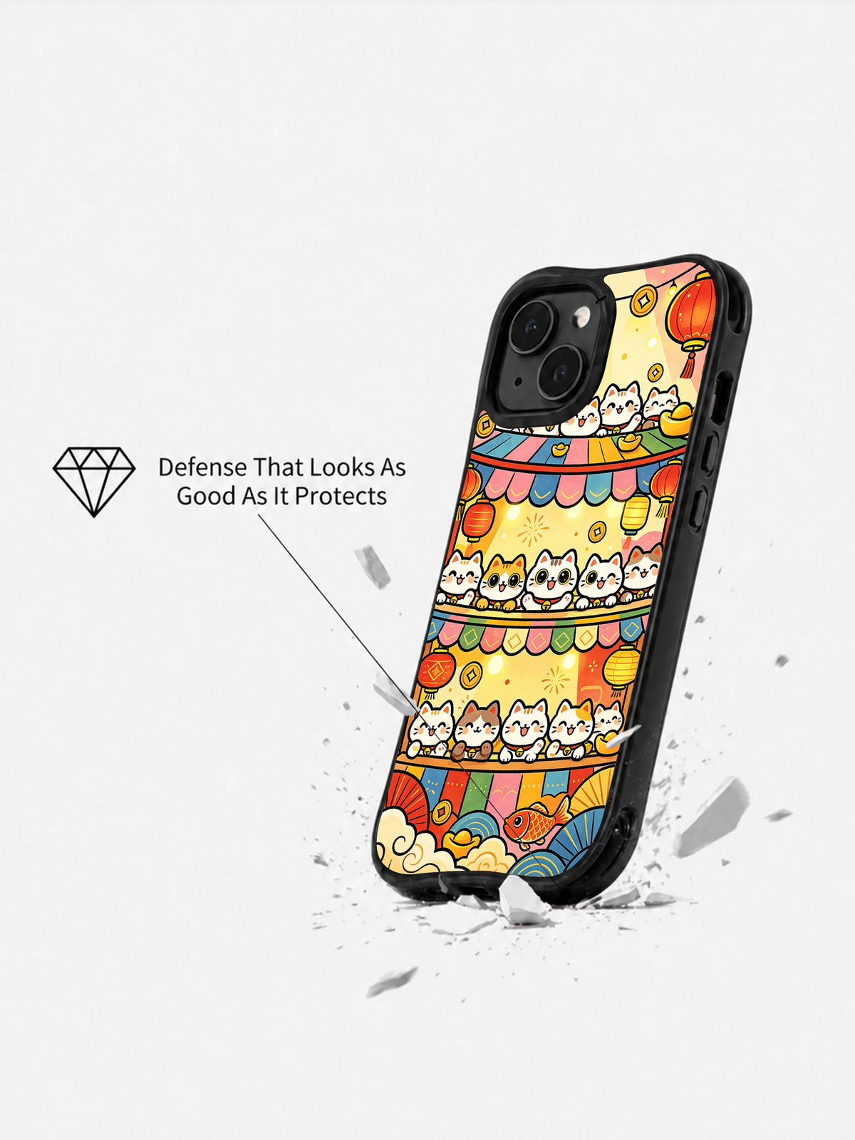 Lucky Cat Market iPhone 15 case lifestyle detail