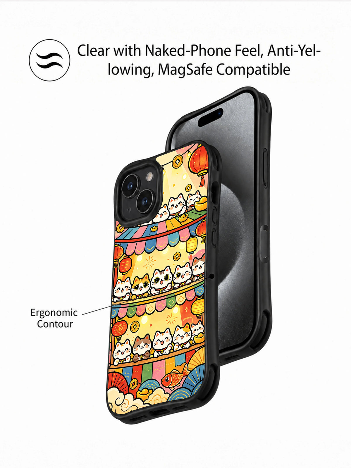 Cute Japanese lucky cat phone case art closeup