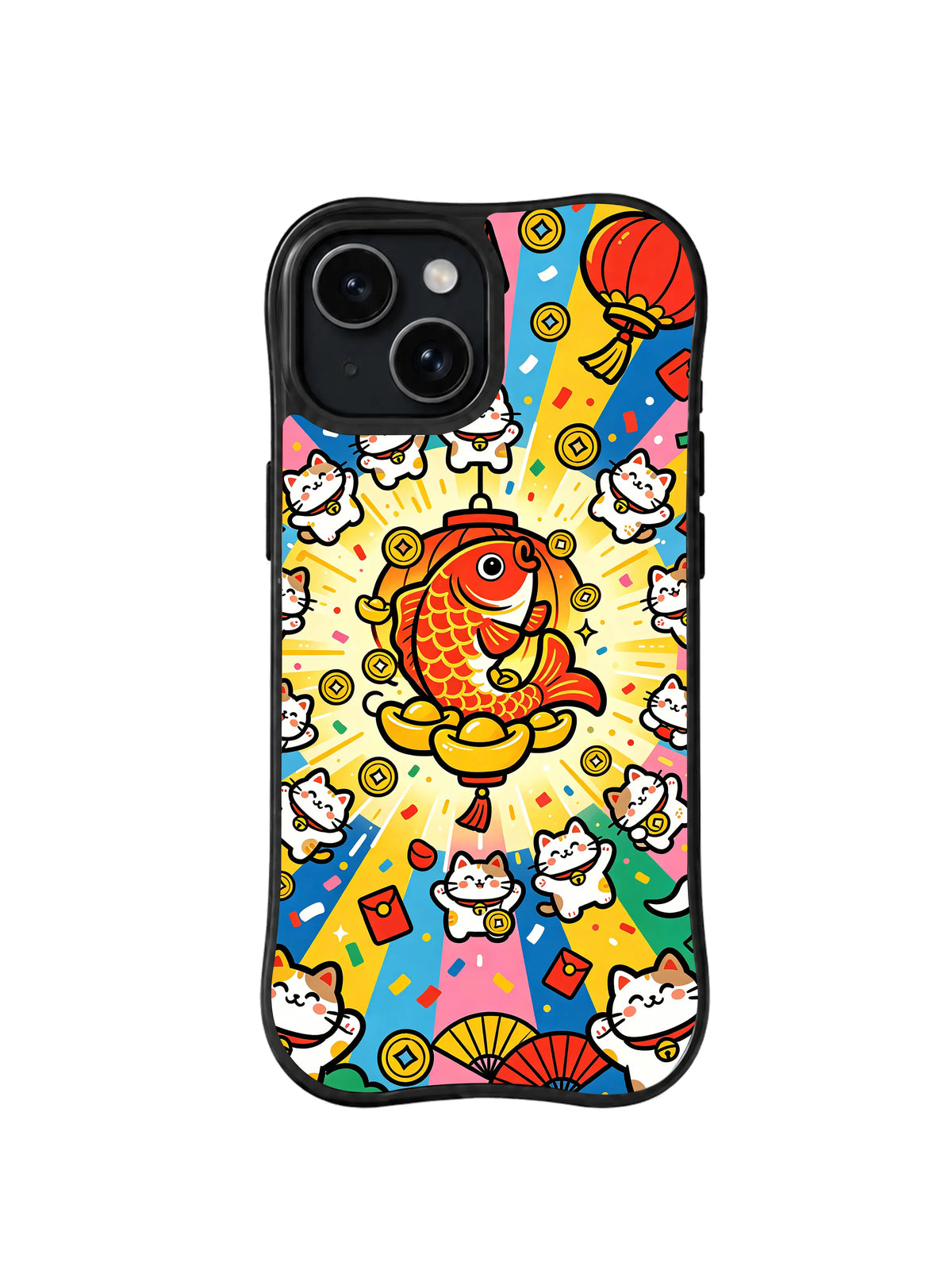 Fortune Fish Festival pattern on iPhone 15 case