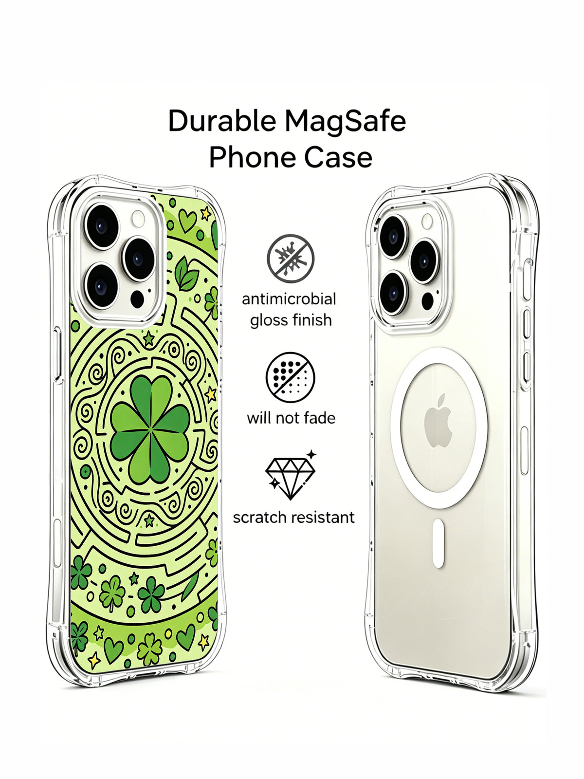 Lucky Clover Maze iPhone 14 Pro case front and back