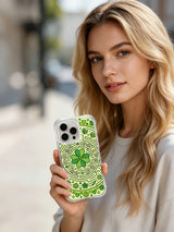 Lucky Clover Maze artist-designed iPhone 14 Pro case lifestyle